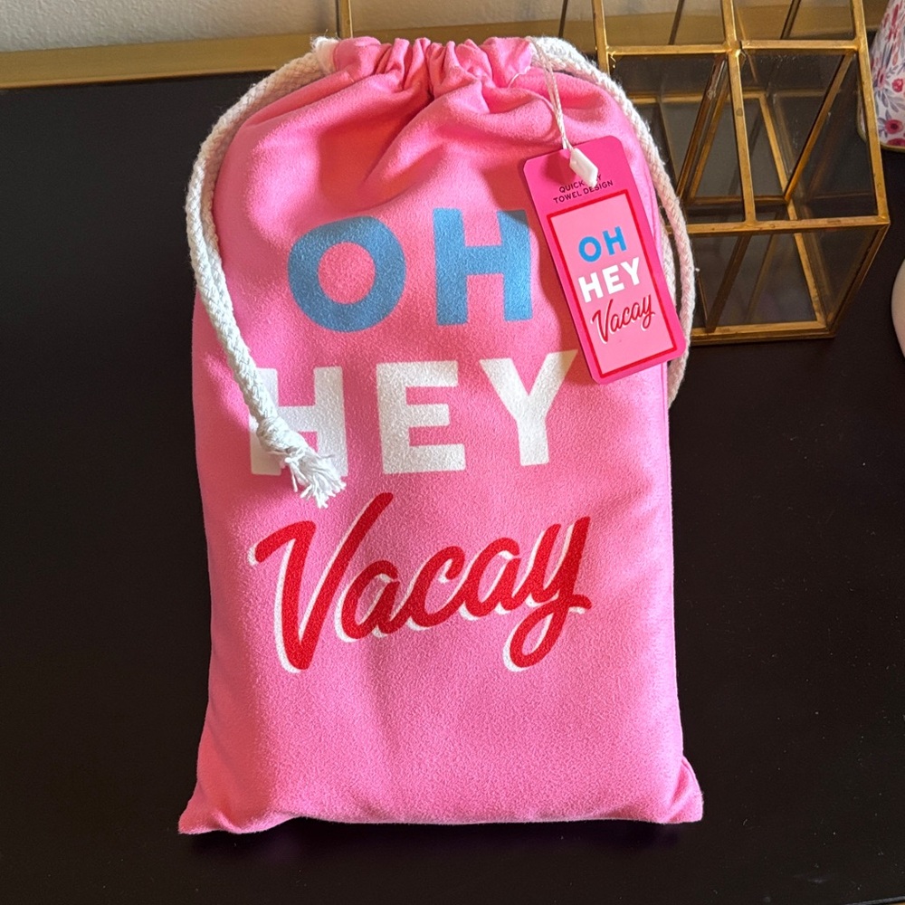 Pink 'Oh Hey Vacay' QUICK DRY BEACH TOWELS nwt in bag